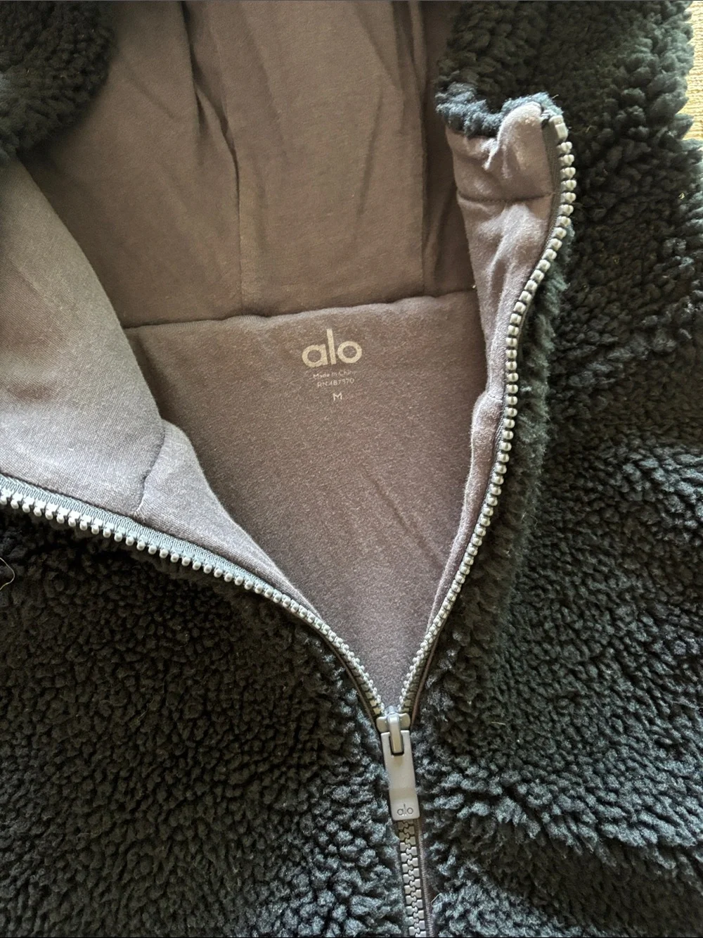 ALO Yoga navy blue Sherpa Half-Zip Hoodie